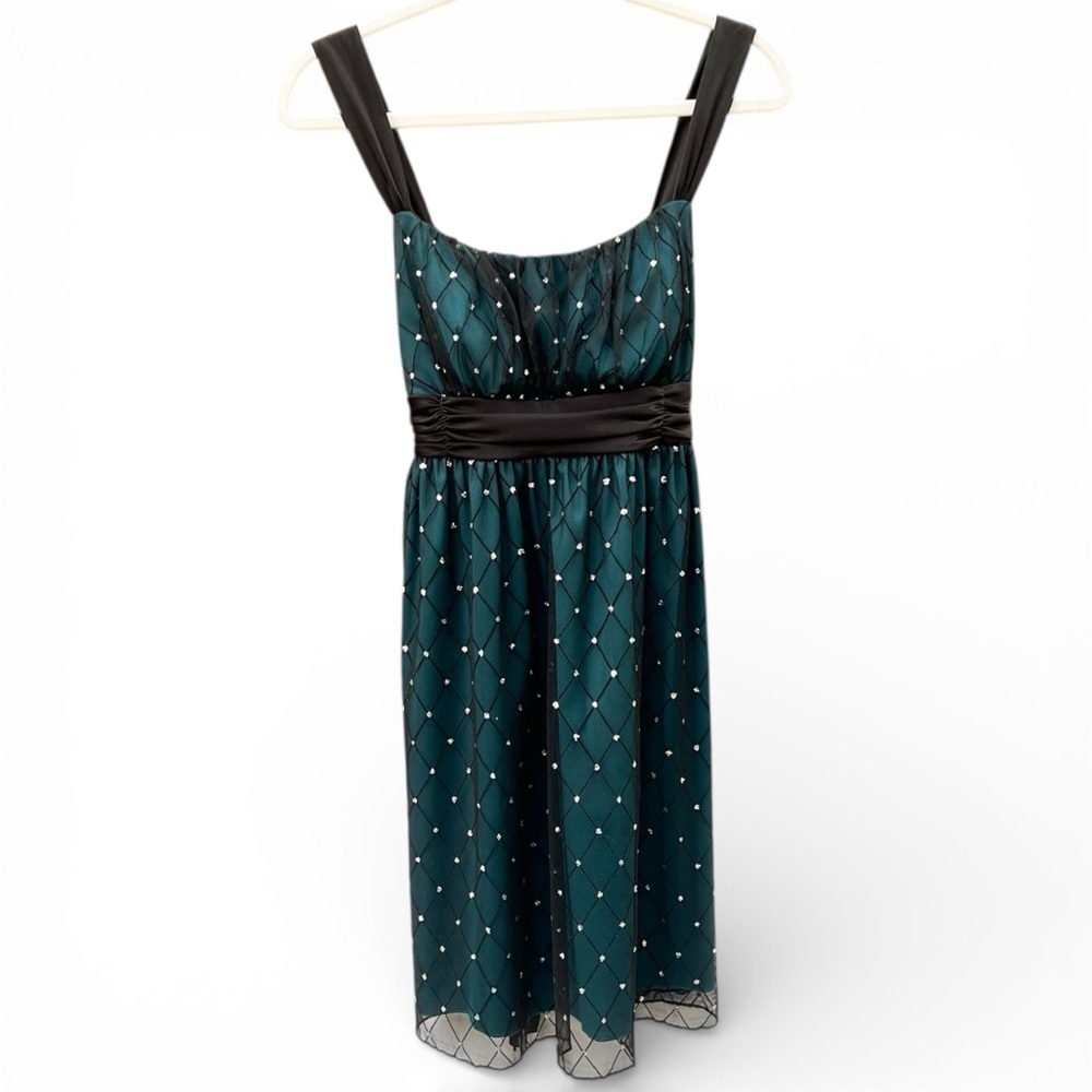vintage y2k teal glitter mesh fairy prom dress